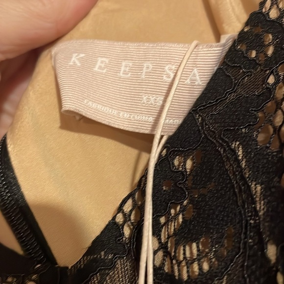 KEEPSAKE THE Label NWT Dreamers black lace spaghetti strap dress size XXS - Picture 4 of 7